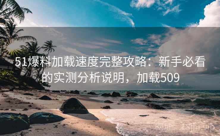 51爆料加载速度完整攻略：新手必看的实测分析说明，加载509